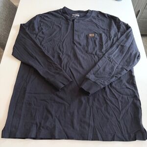 Wrangler Riggs Workwear Mens Black Long Sleeve Henley Pocket Shirt Size M Waffle